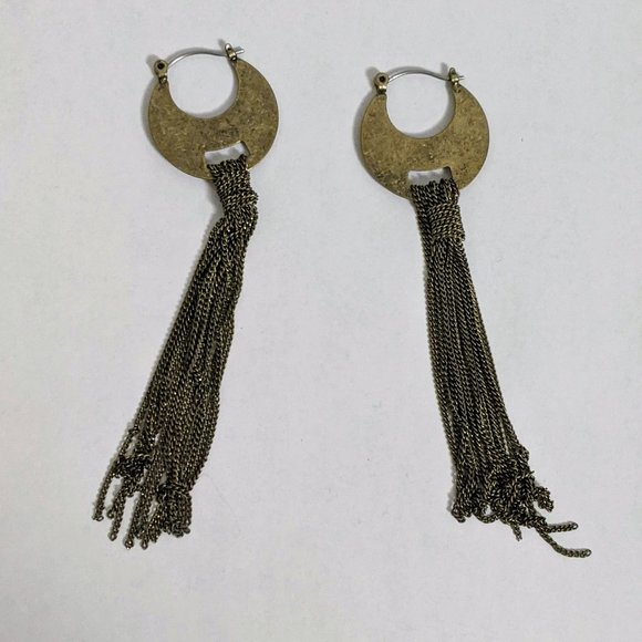 Banana Republic Long Brass Earrings – Like New - Picture 2 of 2